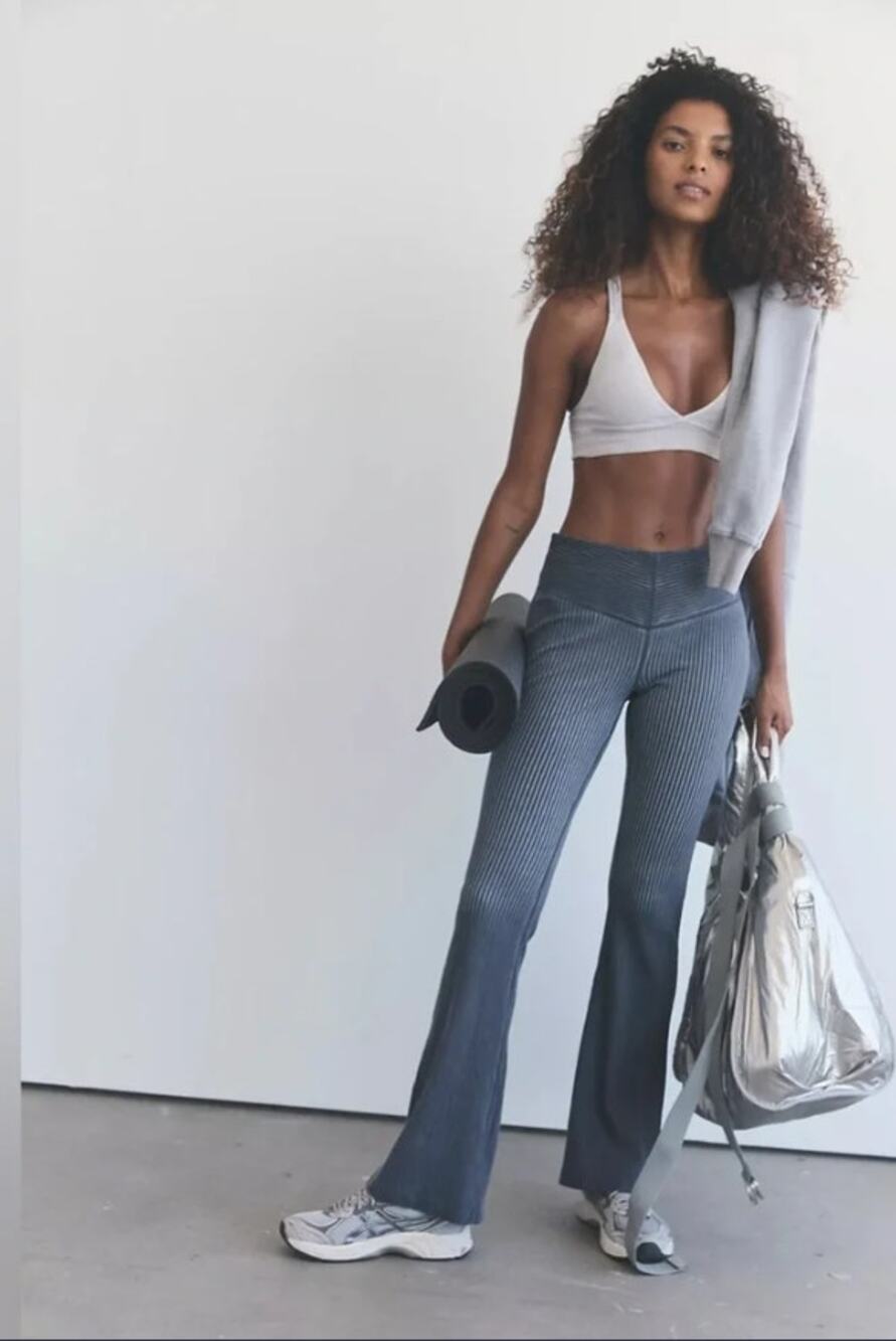 EUC Free People Movement Ribbed Flare Gray Leggings - XS
